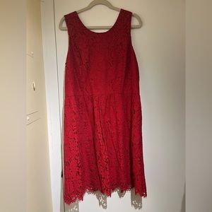 Red lace Loft cocktail dress.
